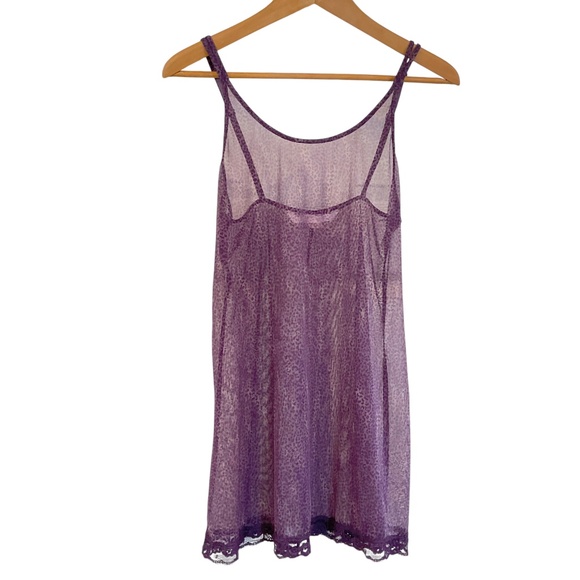 Victoria's Secret Other - Vintage Y2K Victoria’s Secret Sz S Purple Cheetah Sheer Lace Slip Dress Chemise